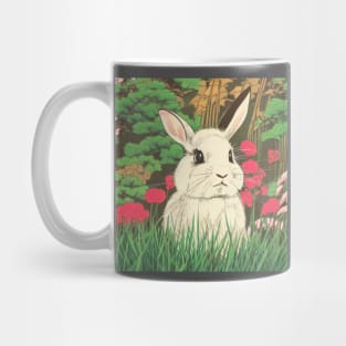 Vintage Mini Lop Rabbit Baby Bunny in Floral Nature Mug